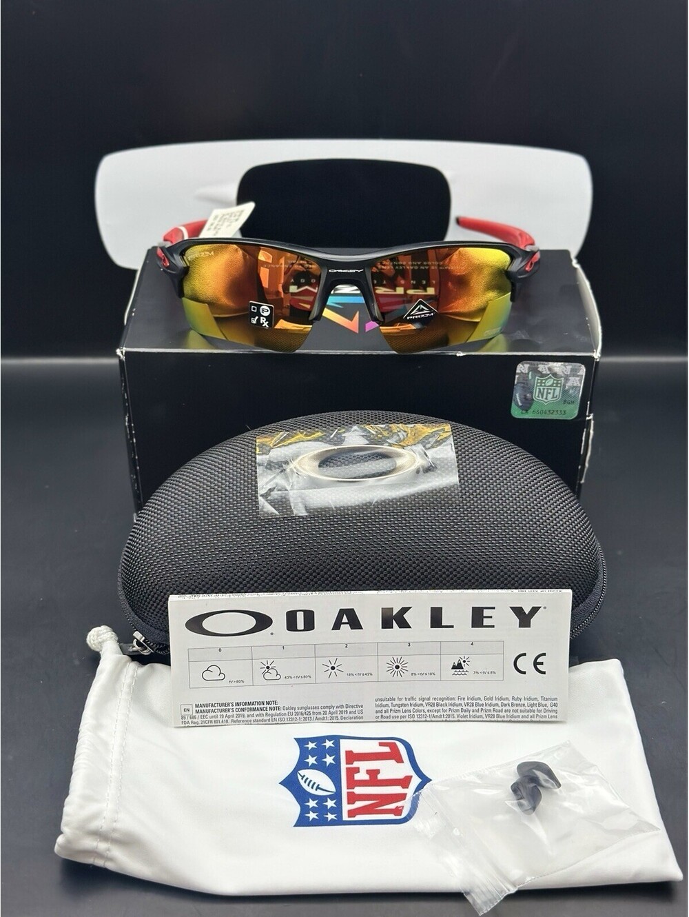 Oakley Flak 2.0 XL NFL Chiefs Matte Black/Prizm Ruby Iridium Lenses OO9188-D259